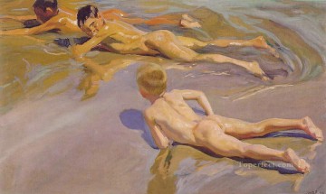  child painting - Children on the Beach ATC painter Joaquin Sorolla Impressionistic nude